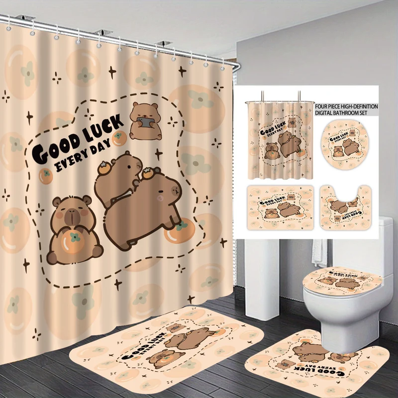 Vierteiliges Badezimmer-Set im niedlichen Bären-Design Skanto