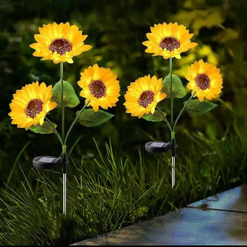 Lebhafter Sonnenblumen-LED-Gartenstecker mit Dämmerungssensor & wetterfestem Erdspieß Skanto