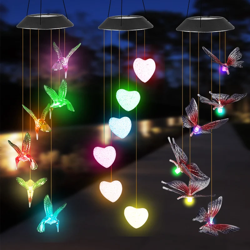 LED-Solar-Schmetterlings-Windspiel Garten-Hängeleuchte Skanto