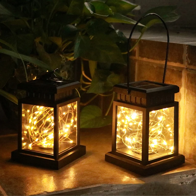 Rustikale hängende Solarlaterne mit flackerndem LED-Licht und wasserdichten Glasscheiben Skanto