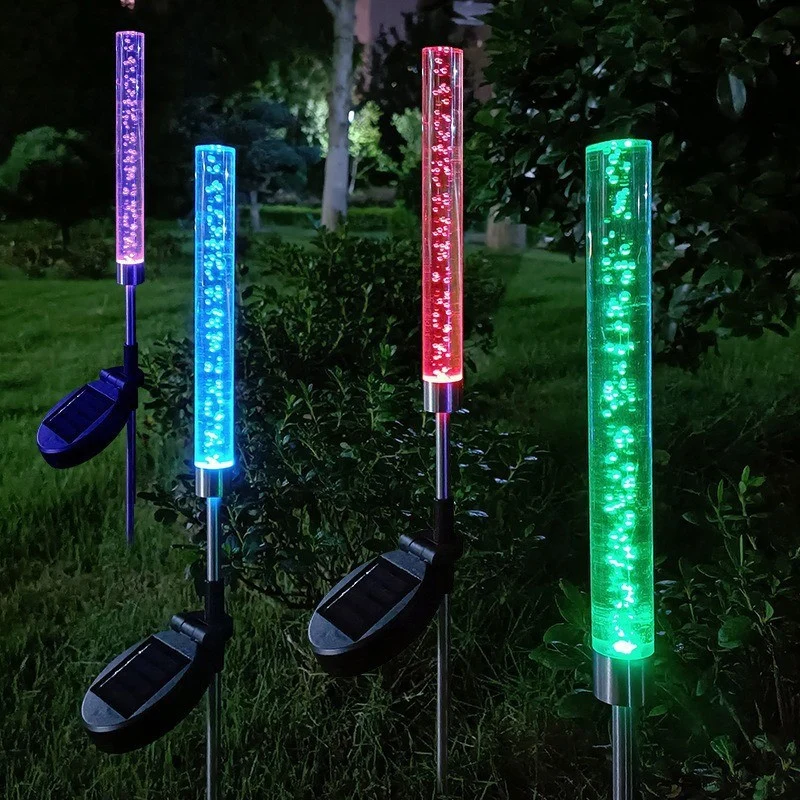 Skanto RGB Blasen-Acryl-Gartenstecker mit verstellbarem Edelstahlspieß und Dämmerungssensor Skanto