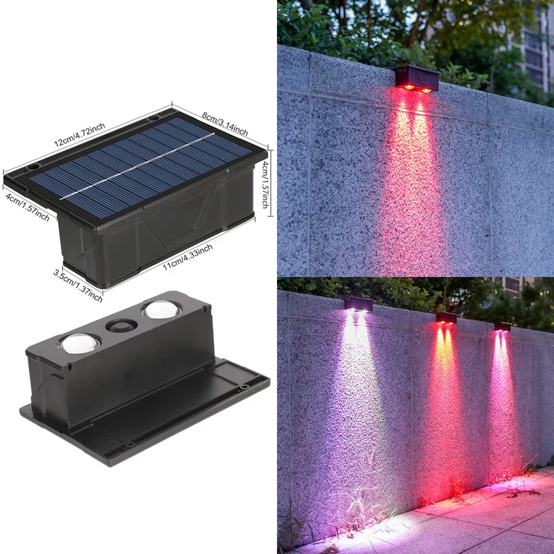 Outdoor Solar RGB Dual-Beam Wandleuchte mit integriertem Solarpanel und wetterfester Montagebasis Skanto