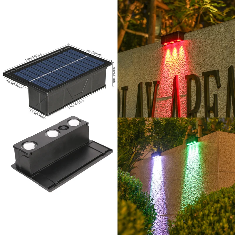 Outdoor Solar RGB Dual-Beam Wandleuchte mit integriertem Solarpanel und wetterfester Montagebasis Skanto