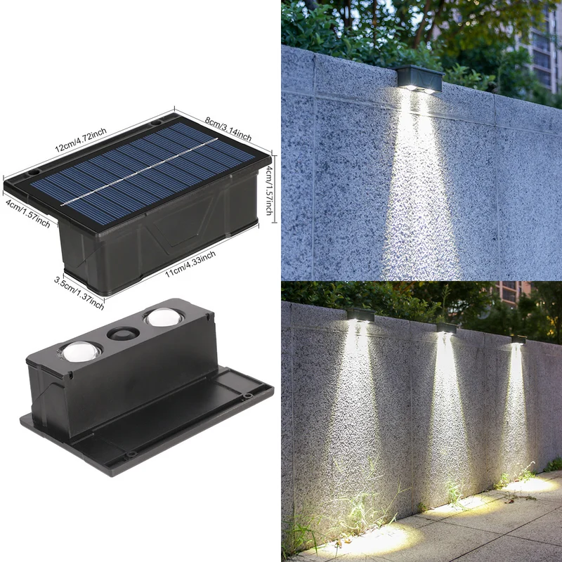 Outdoor Solar RGB Dual-Beam Wandleuchte mit integriertem Solarpanel und wetterfester Montagebasis Skanto