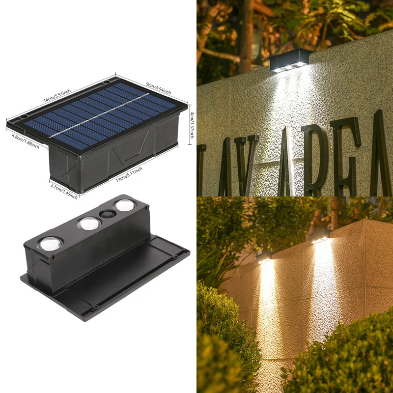 Outdoor Solar RGB Dual-Beam Wandleuchte mit integriertem Solarpanel und wetterfester Montagebasis Skanto