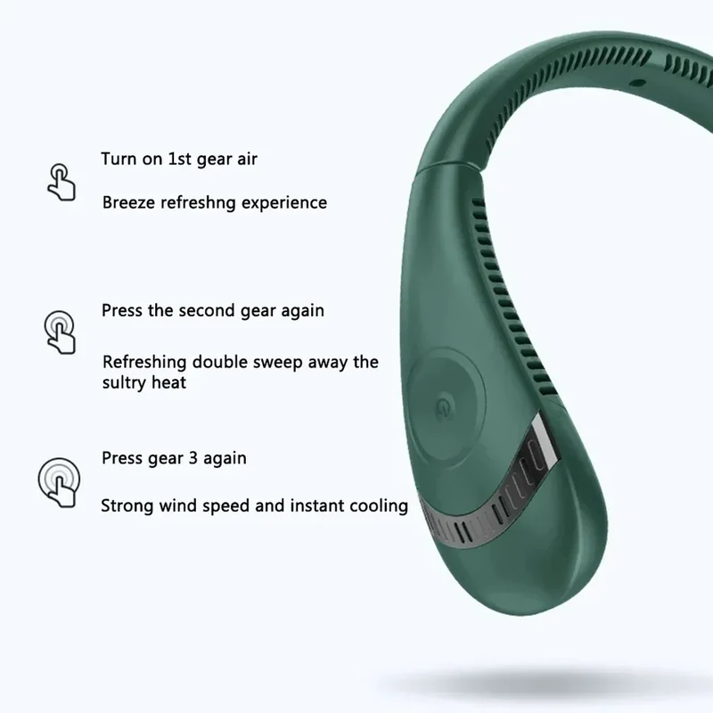 Blattloser Nackenventilator, 360° Kühl-Nackenventilator 3 Geschwindigkeiten, Skanto