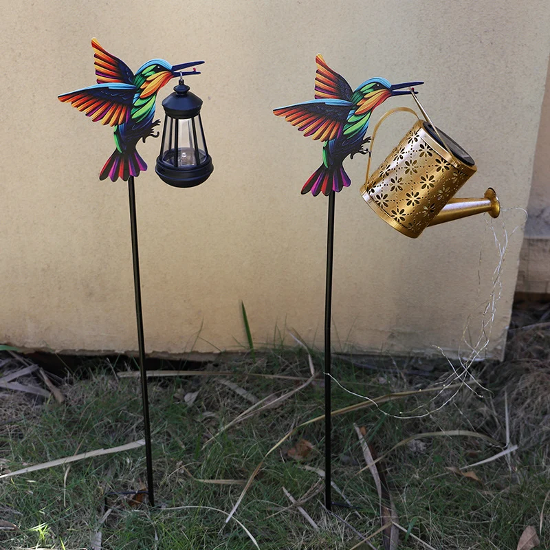 Dekorativer Kolibri-Solar-Gartenstecker mit Hängelampe Skanto