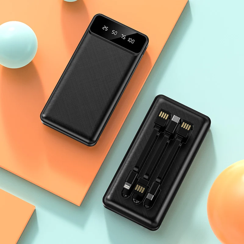 Tragbare Powerbank mit integriertem Multikabel und digitaler Ladeanzeige Skanto
