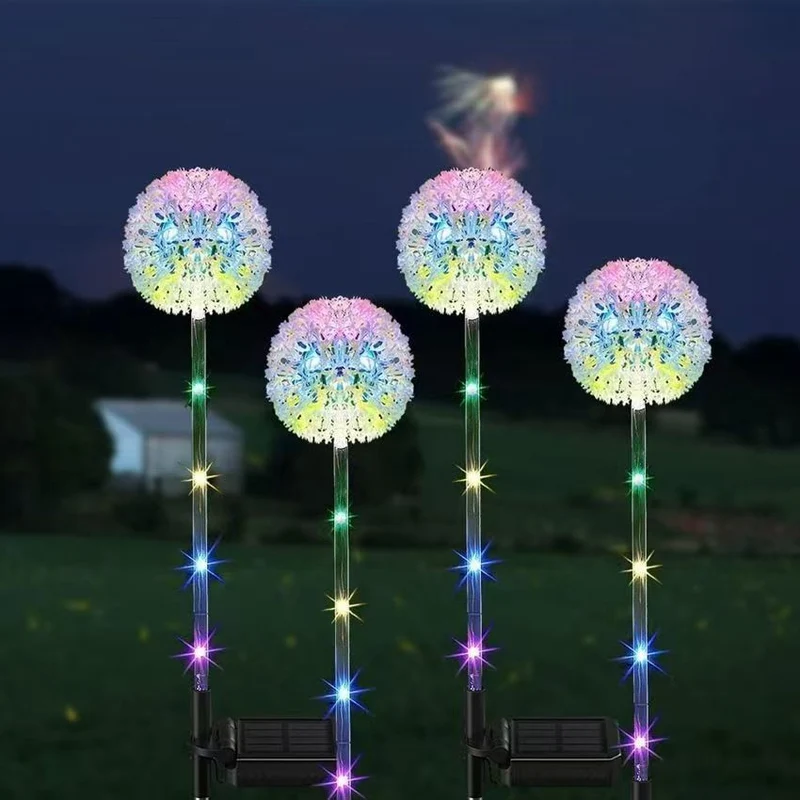 Löwenzahn-inspirierte Solar-Gartenstecker mit integriertem Solarpanel und doppelten Blumenkugeln Skanto