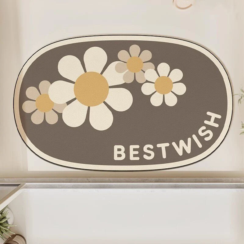 Florales Design Badezimmerteppich für Badezimmerböden
