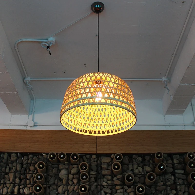 Woven Bamboo Dome Pendelleuchte