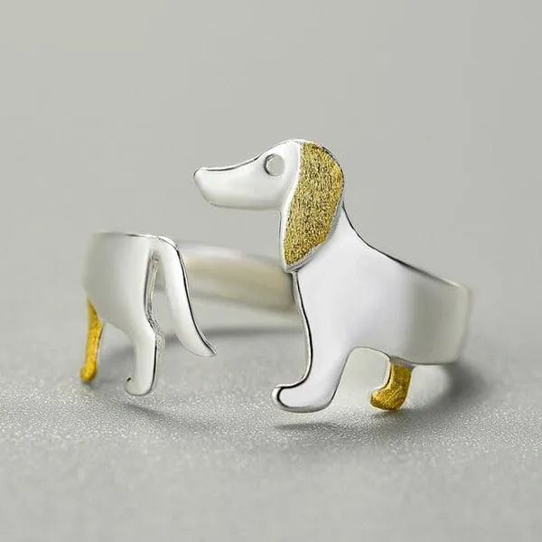 Dackel-Ring aus 925er Silber, verstellbar | Skanto