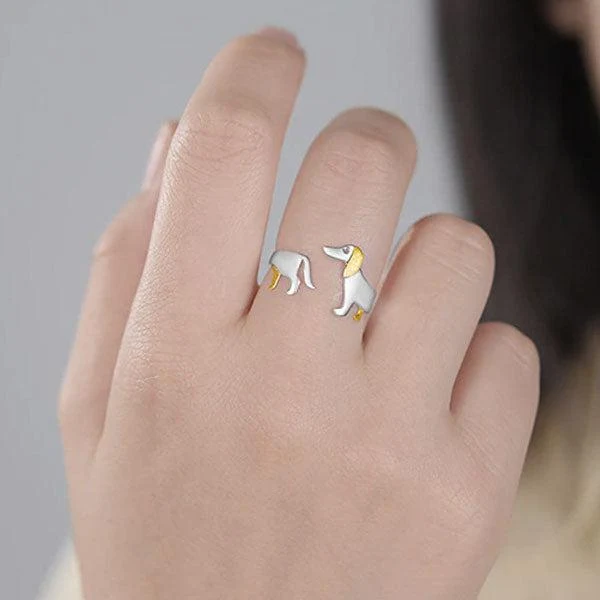 Dackel-Ring aus 925er Silber, verstellbar | Skanto