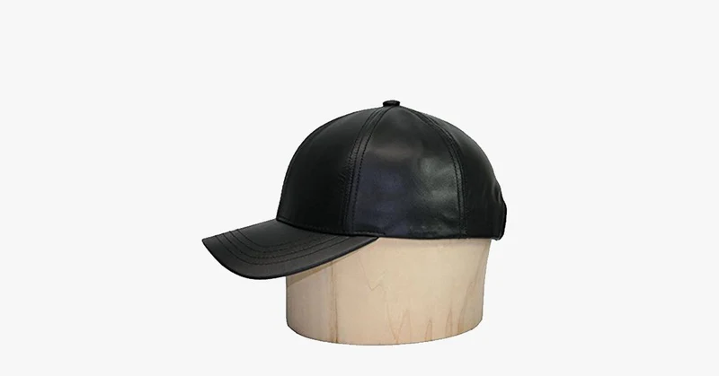 Verstellbare Baseballkappe aus schwarzem Leder | Skanto