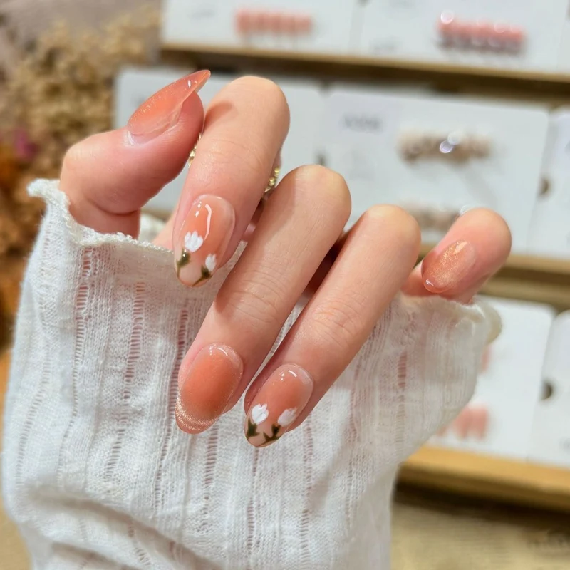Premium Floral Design Press-On Nail Set