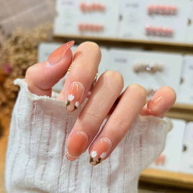 Premium Floral Design Press-On Nail Set