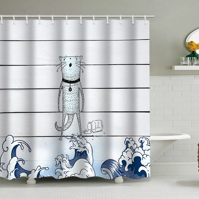 Duschvorhang mit künstlerischer Hundeillustration Skanto