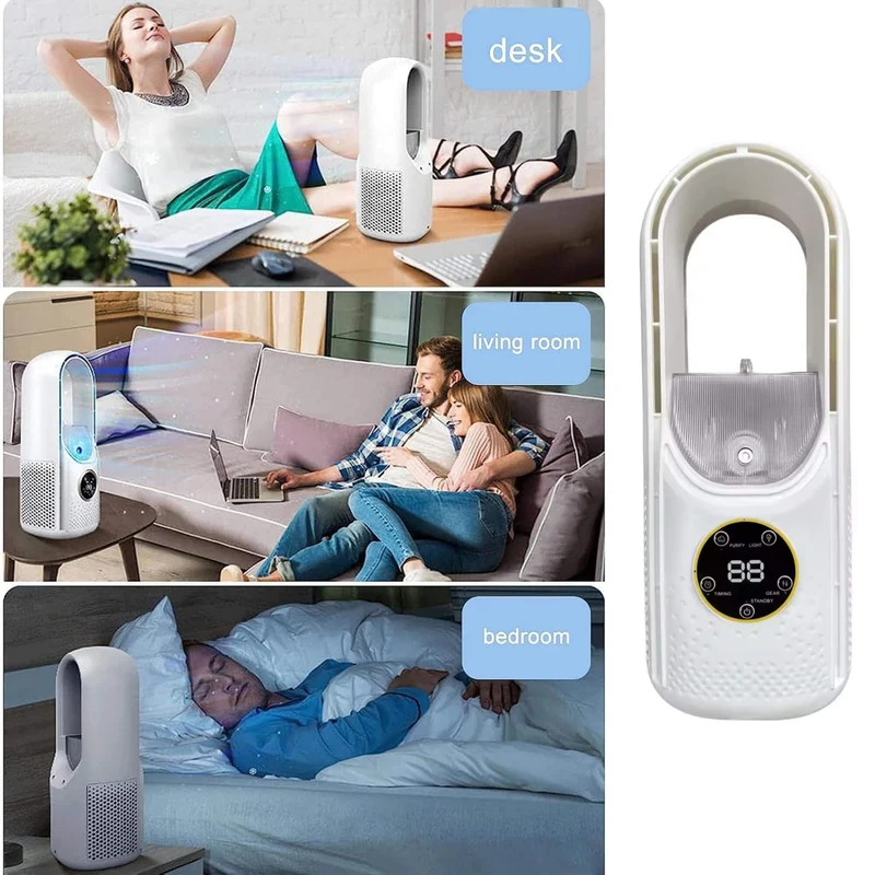Blattlose tragbare Klimaanlage | Ultraschall, ergonomisches Design & ideal für Zuhause & Büro | Skanto