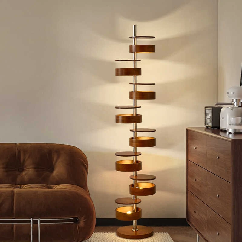 Spiral Stehlampe mit mehreren Lichtscheiben