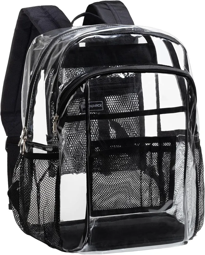 Transparente Schultasche mit atmungsaktiven Mesh-Taschen Skanto