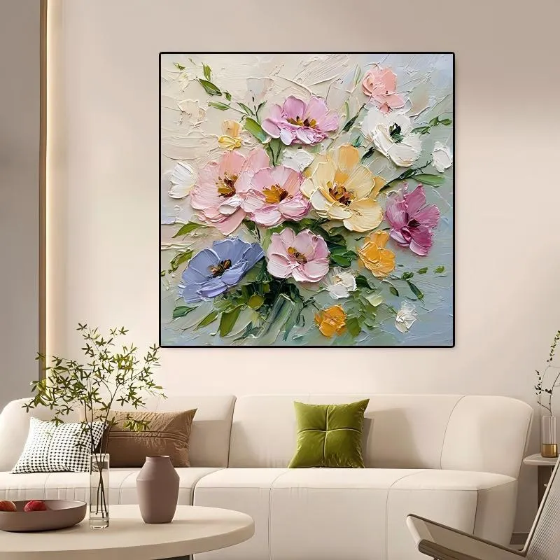 Handgemalte Florale Leinwandwandkunst