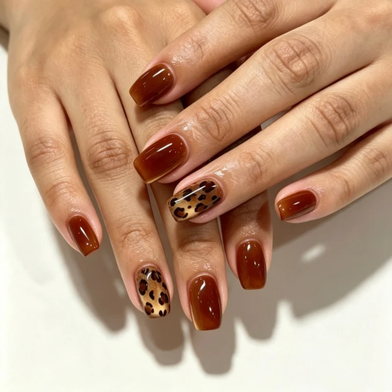 Dekorative Leopardenmuster-Nagelverzierungen
