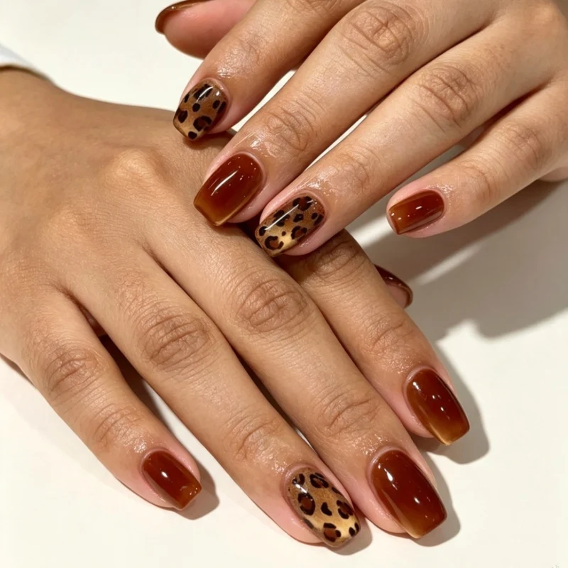Dekorative Leopardenmuster-Nagelverzierungen