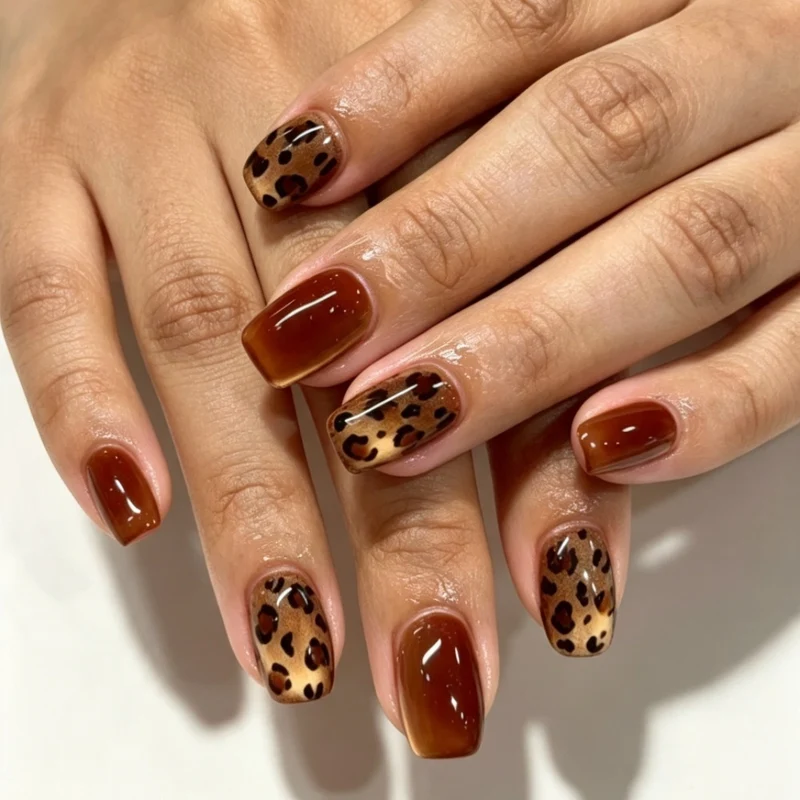 Dekorative Leopardenmuster-Nagelverzierungen
