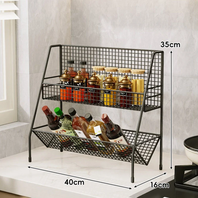 Drei-Tier-Mesh-Arbeitsplatten-Küchenorganisator-Regal für Flaschen und Gewürze