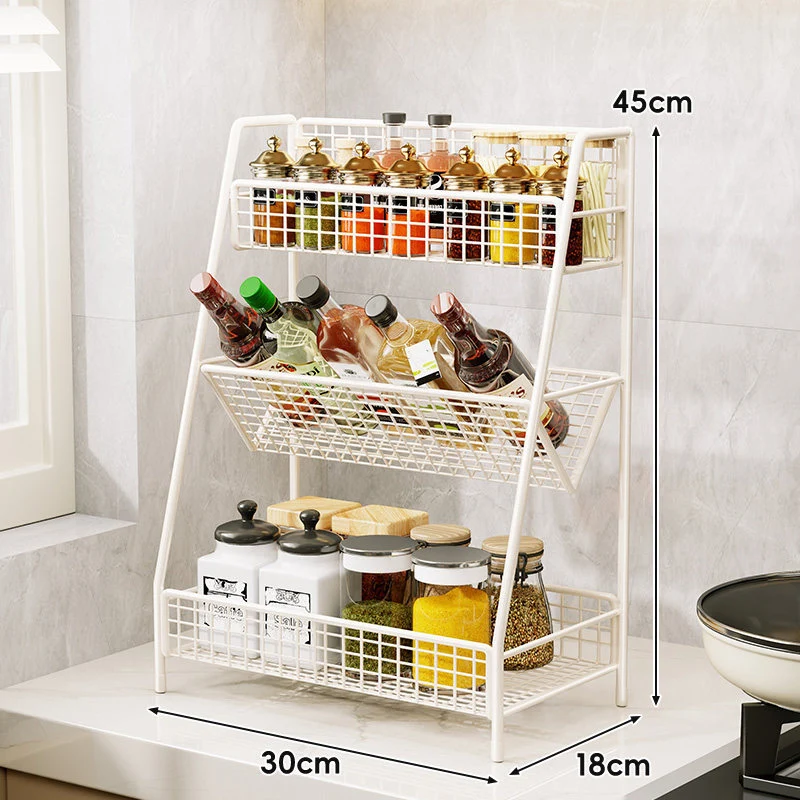 Drei-Tier-Mesh-Arbeitsplatten-Küchenorganisator-Regal für Flaschen und Gewürze