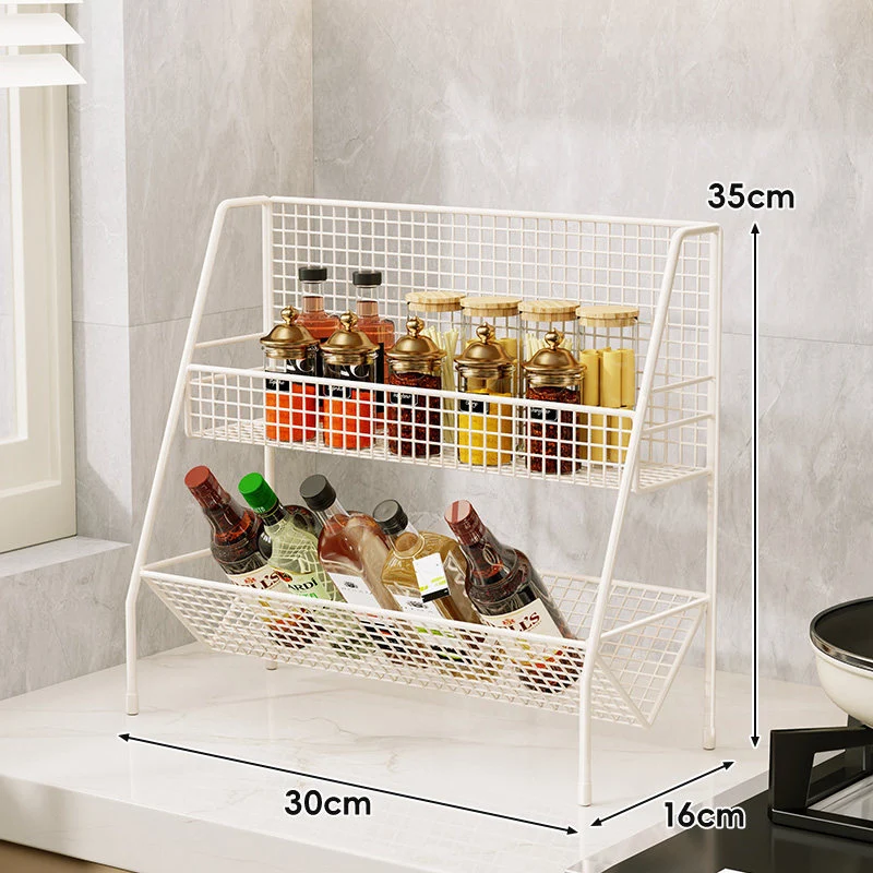 Drei-Tier-Mesh-Arbeitsplatten-Küchenorganisator-Regal für Flaschen und Gewürze