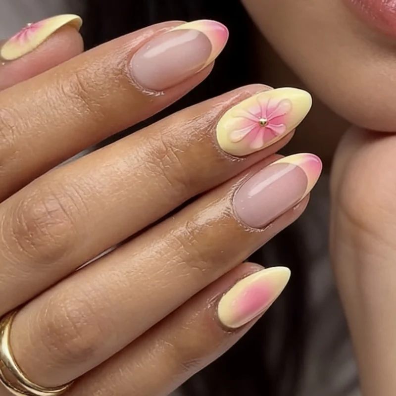 Dekorative Floral Stiletto Press-On Nägel