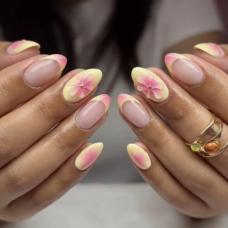 Dekorative Floral Stiletto Press-On Nägel