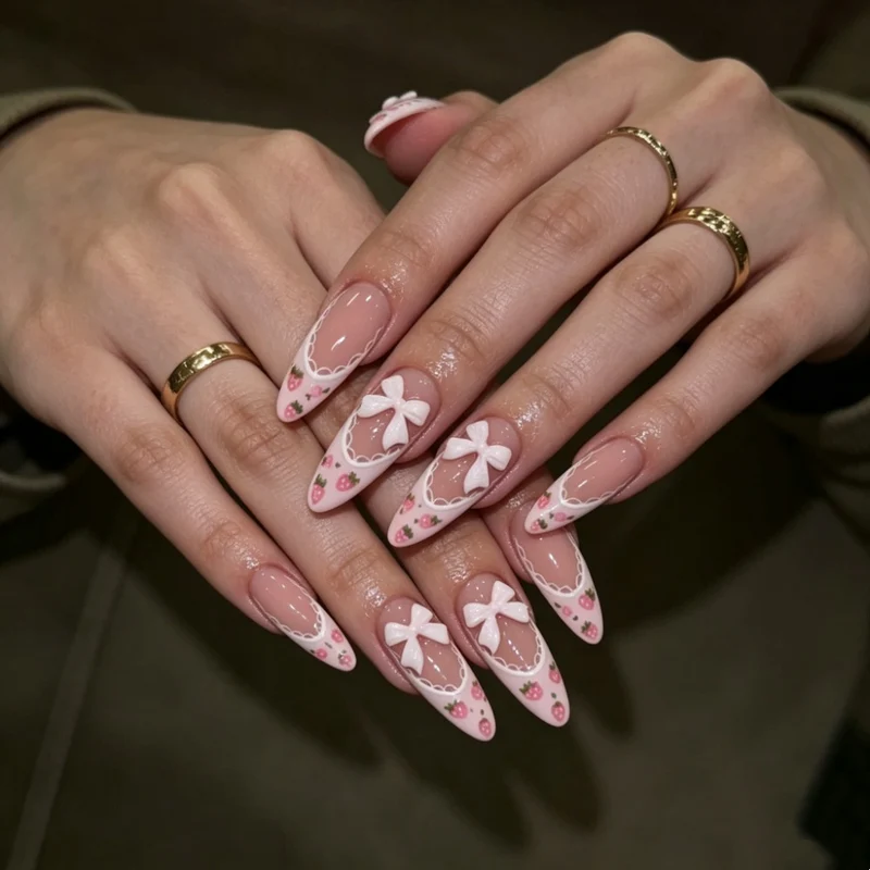 Dekorative florale Stiletto-Nagelverzierungen