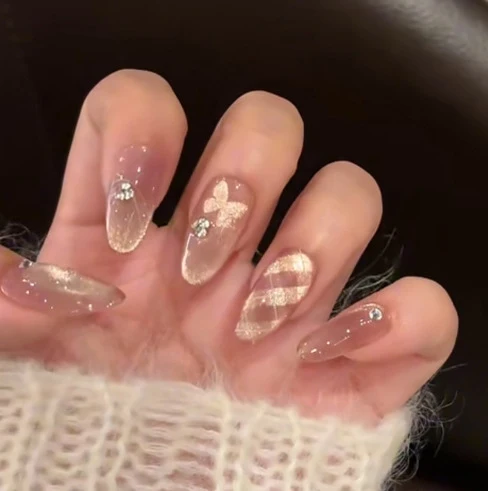 Dekorative 3D Glitzer Stiletto Nagelverstärkungen