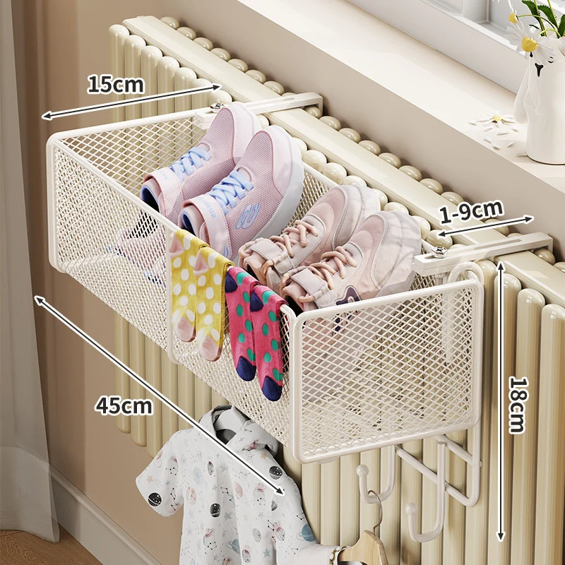 Radiator-Montierter Mesh Schuh- & Socken-Trocknungskorb mit Verstellklemme