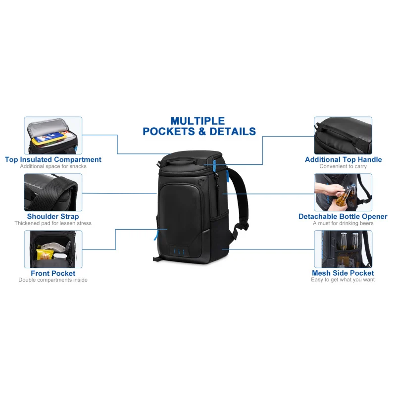 Isolierter Kühlrucksack mit praktischen Organizer-Taschen Skanto