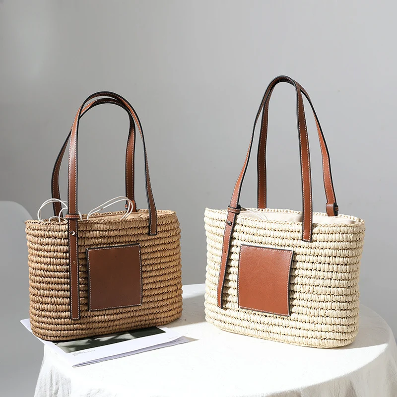 Stylische Korbtasche mit Lederakzenten Skanto
