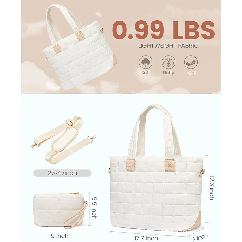 Hochwertige gesteppte Handtasche mit abnehmbarer Kosmetiktasche Skanto
