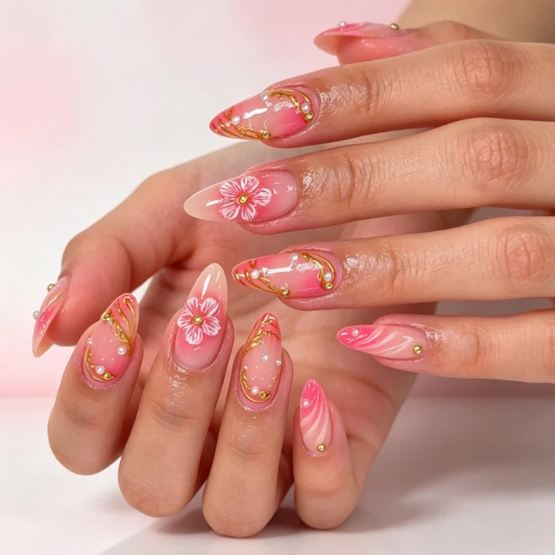 Künstlerische florale Nagelverstärkungen 1790638464