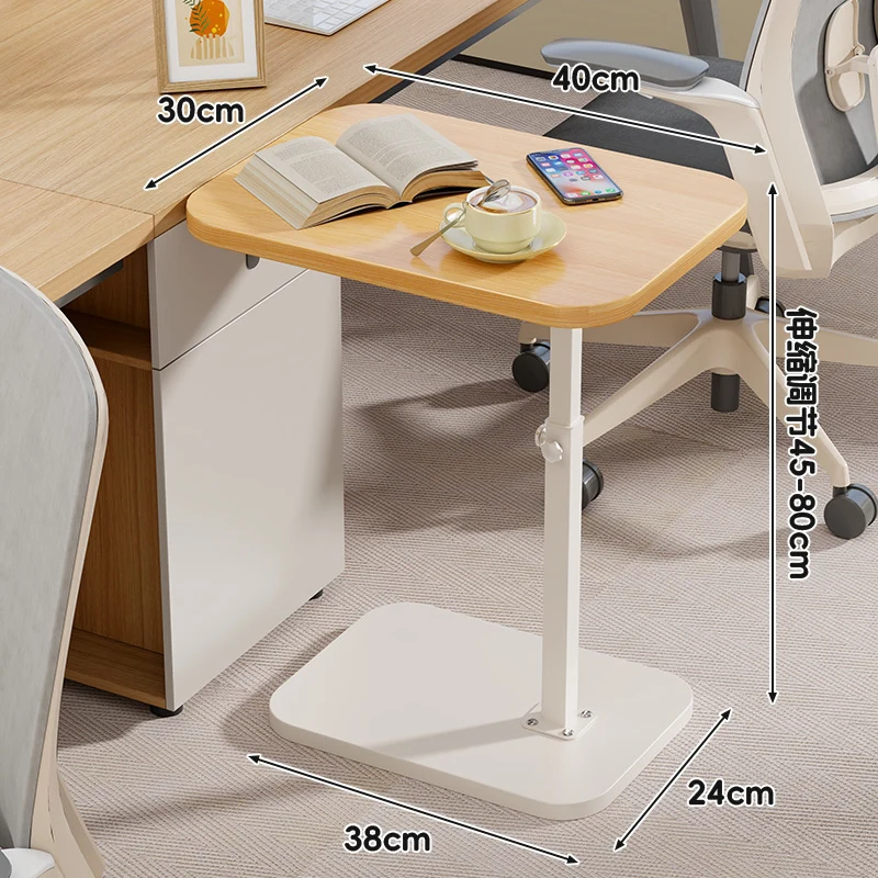 Höhenverstellbarer tragbarer Beistelltisch mit Holz-Optik und robuster Basis