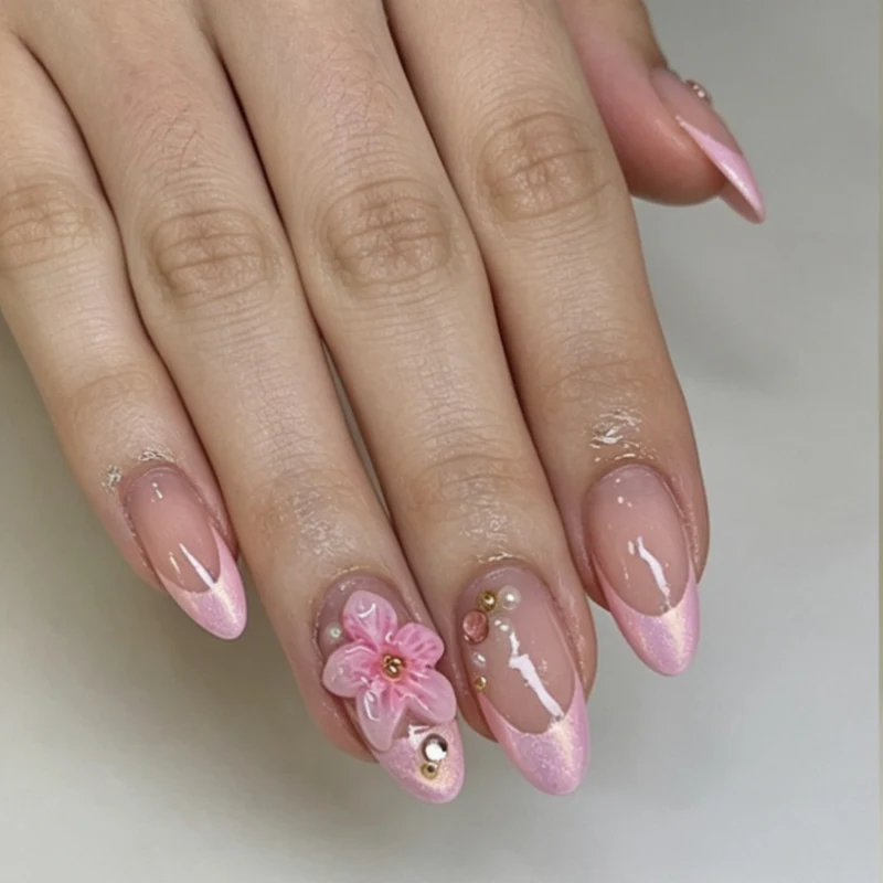 Floral Verziertes Stiletto Press-On Nail Set