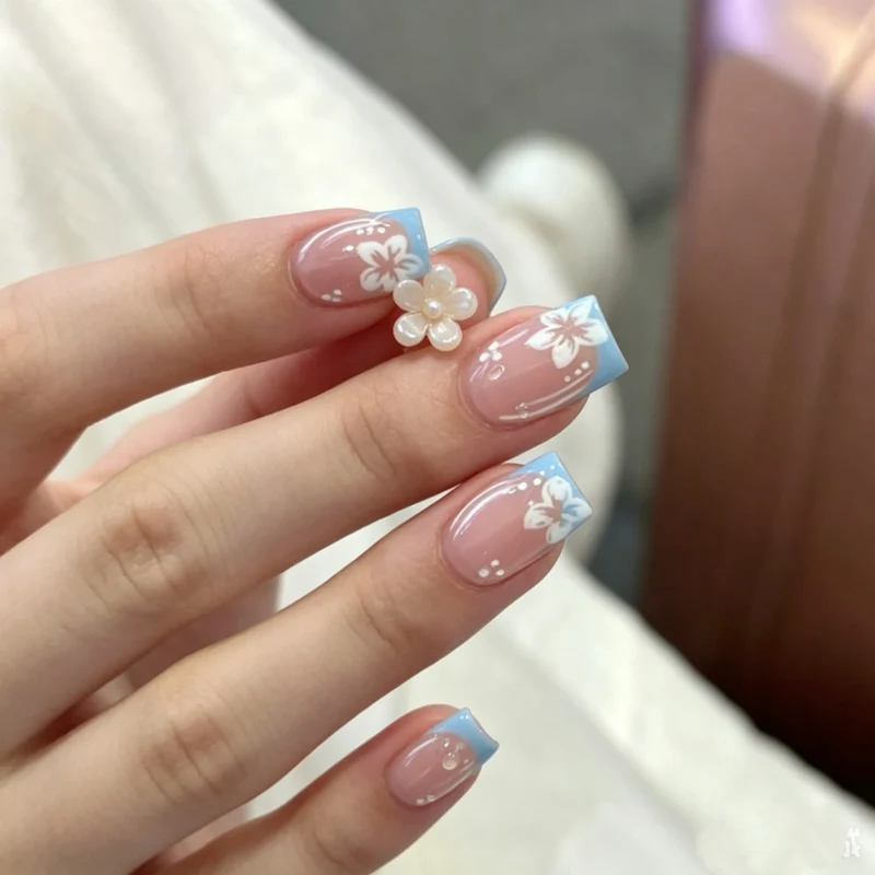 Floral Design Stiletto Press-On Nägel