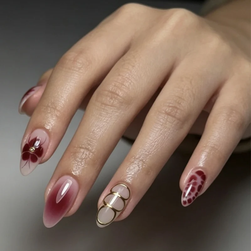 Künstlerisches Blumen-Design Press-On Nägel