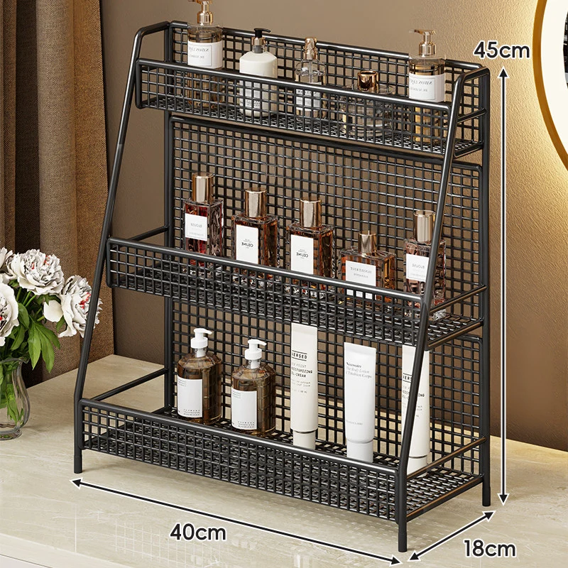 Zweischichtiger Metallgitter-Countertop-Vanity-Organizer-Regal mit erhöhtem Frontlippe