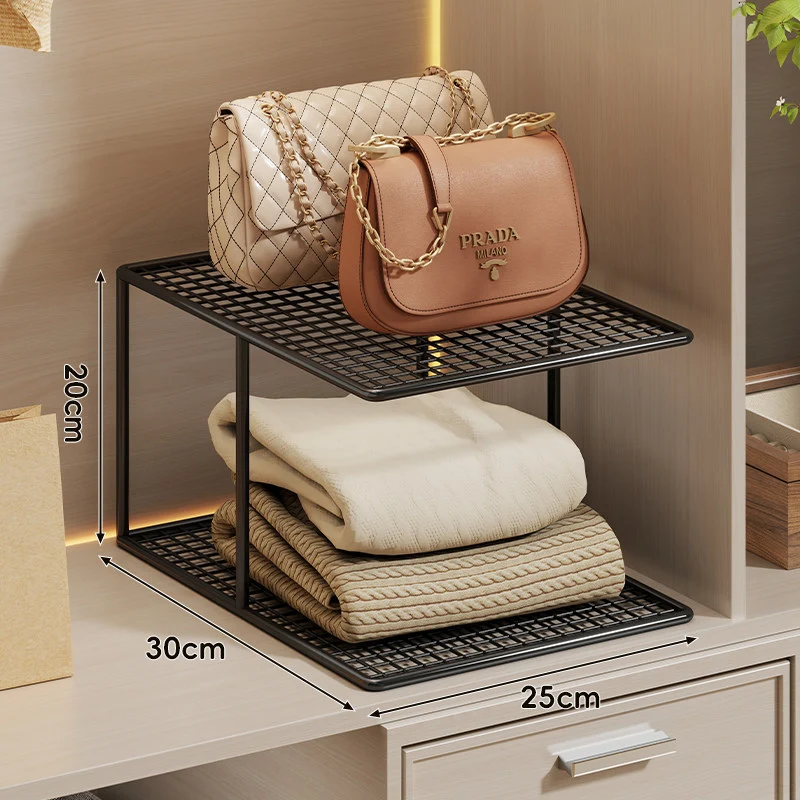 Dreifach-Tier Gitter-Mesh Kleiderschrankregal Organizer mit stapelbarem modularen Design