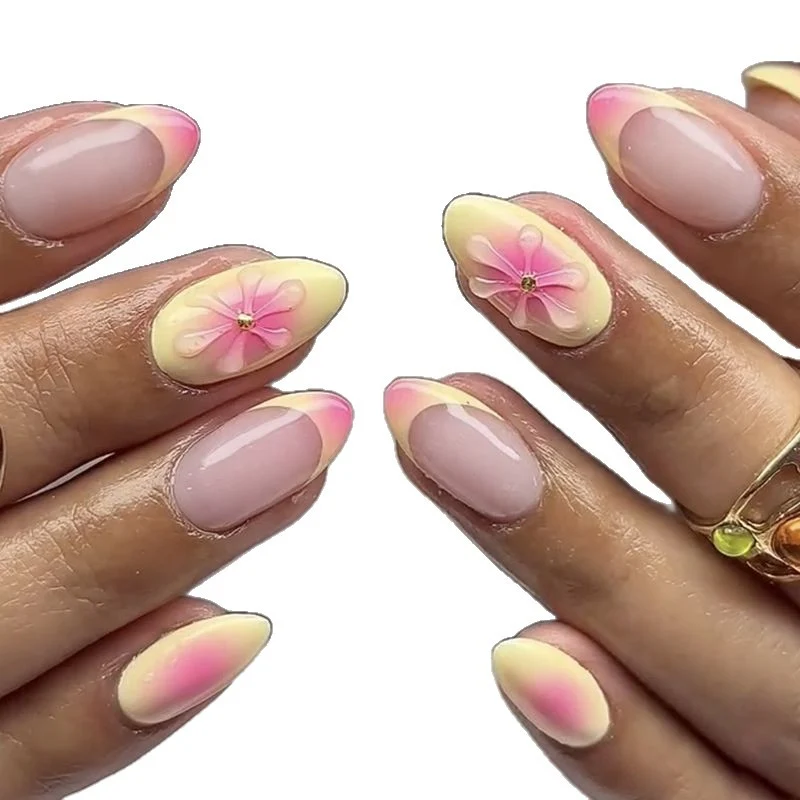 Floral Design Stiletto Press-On Nagel Set