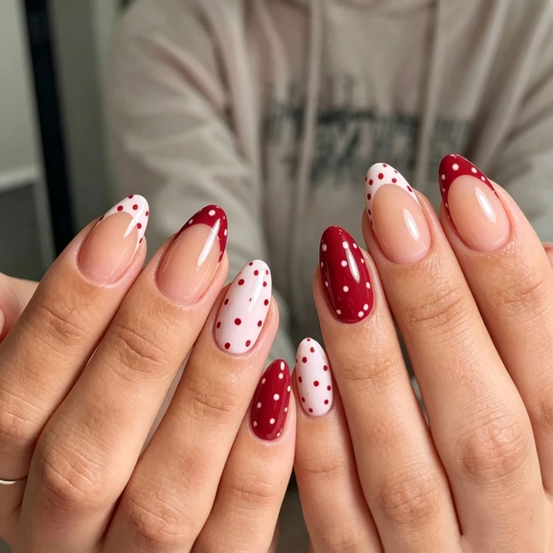 Künstlerische Polka Dot Nagelerweiterungen
