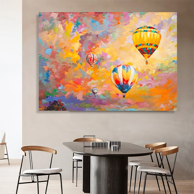 Bunte Heißluftballon-Leinwandkunst
