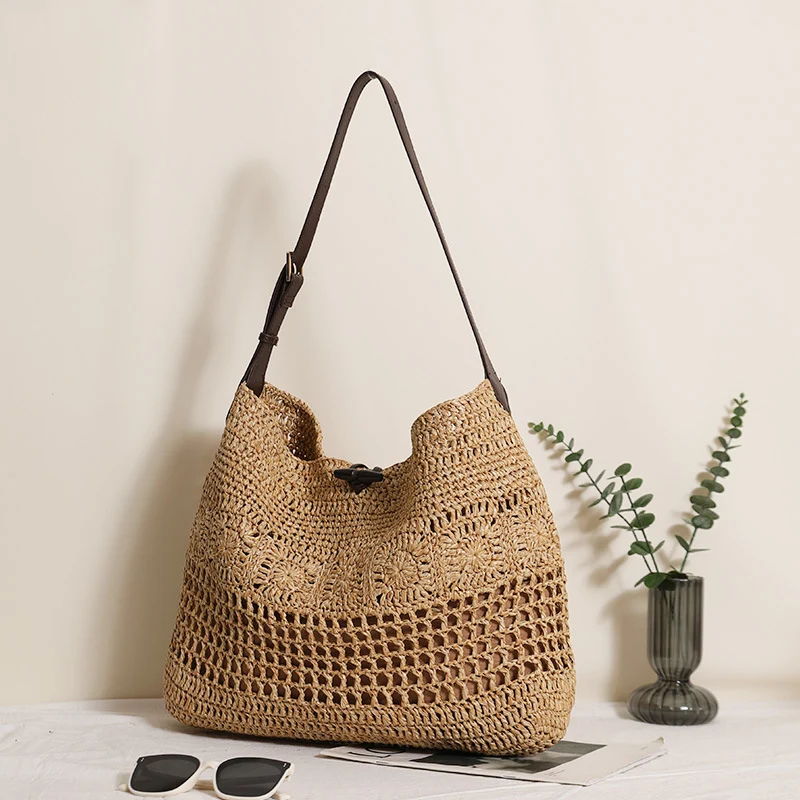 Handgeknüpfte Shopper-Tasche im modernen Netzdesign Skanto